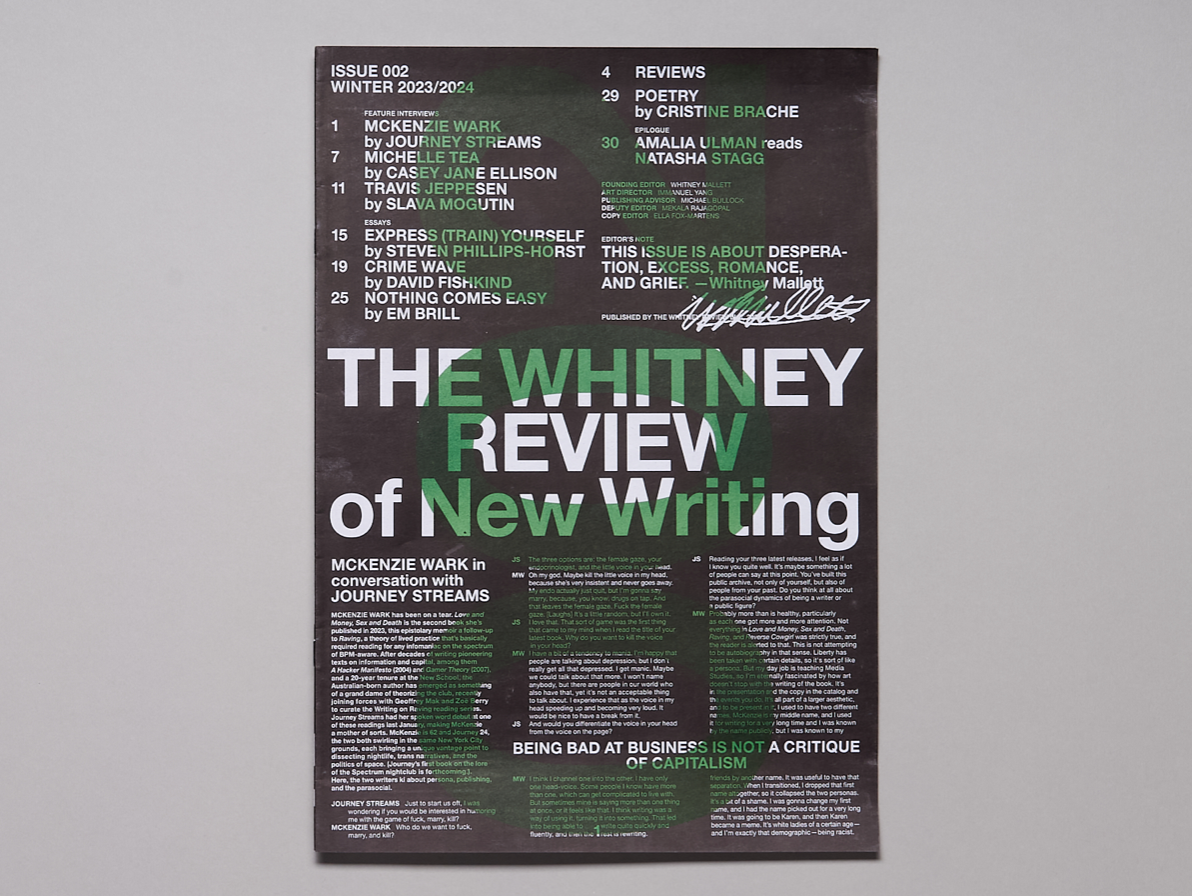 THE WHITNEY REVIEW OF NEW WRITING, Issue 2